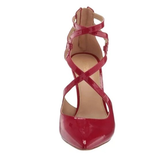 MICHAEL KORS Catia Red Pointed Toe Strappy High Heels 4" Patent Leather Sz.8 - Picture 4 of 15